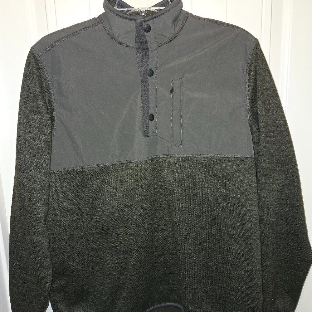 G.H. Bass & Co Fleece Pullover Jacket Large Gray Snap Neck Outdoor Workwear